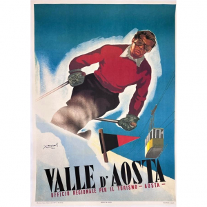  - Manifesto pubblicitario telato d'epoca Valle D'Aosta - Musati