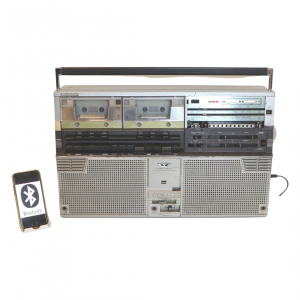  - CASSA BLUETOOTH SPEAKER SHARP GF-555X 1980 81 80s BOOMBOX GHETTO BLASTER 80S ANNI 80 RADIO VINTAGE ALTOPARLANTE MODIFICATA